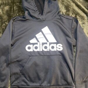Adidas Pullover Youth M (10-12) Black and White Logo Hoodie Sweatshirt-Like New